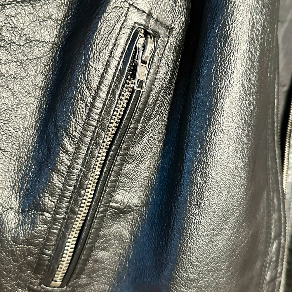 Castro Genuine Leather Jacket Moto Leather Jacket Zip Banded Collar - Picture 10 of 10